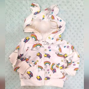 Rosie Pope Baby Girl Unicorn Rainbow Jacket size 12m